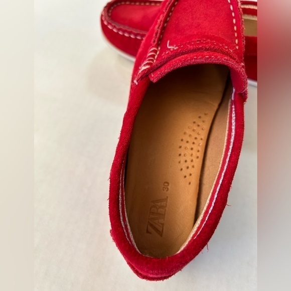 Zara kids suede leather red loafers in size 11.5. H - Picture 5 of 12
